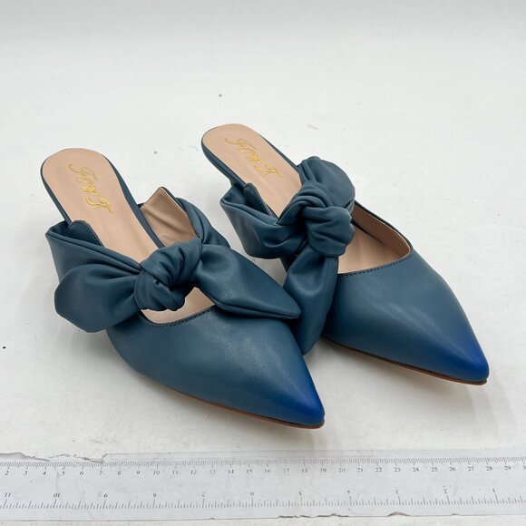 FOWT High Heel Pumps Closed Toe Sandals Kitten Heel Slip on Pointed Toe Stra - Picture 3 of 6